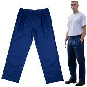 Todd Snyder Relaxed Fit Favorite Pleated Chino Pants 38x32 Navy Cotton Trousers